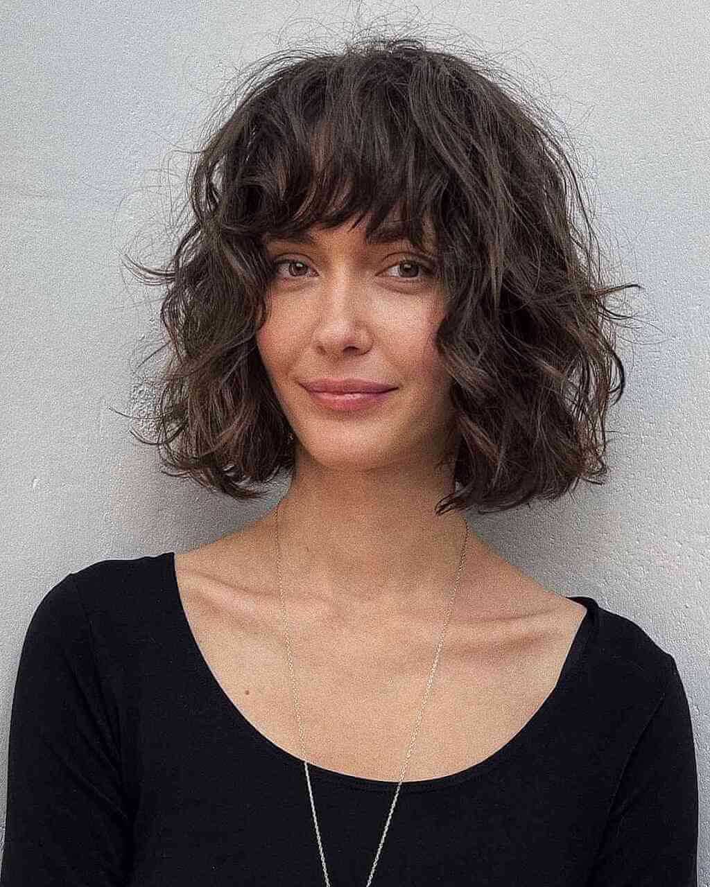 Wavy Short Hair with Side Bangs