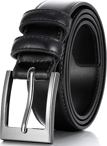 Marinos Men Genuine Leather Dress Belt with Single Prong Buckle