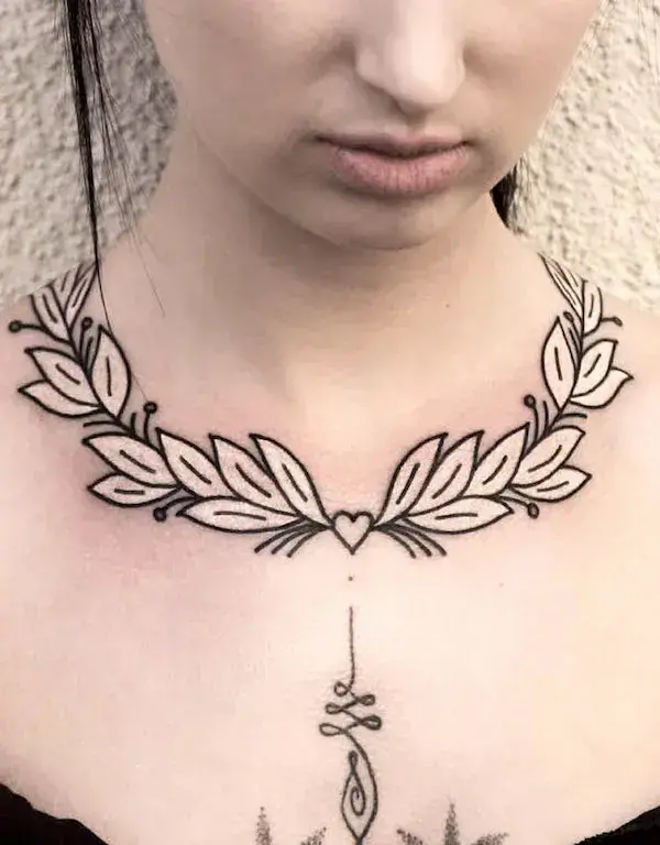 Floral Necklace Tattoo