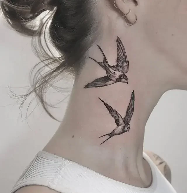 Bird Neck Tattoo