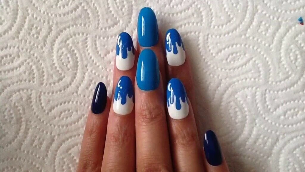 Blue Drip Nails