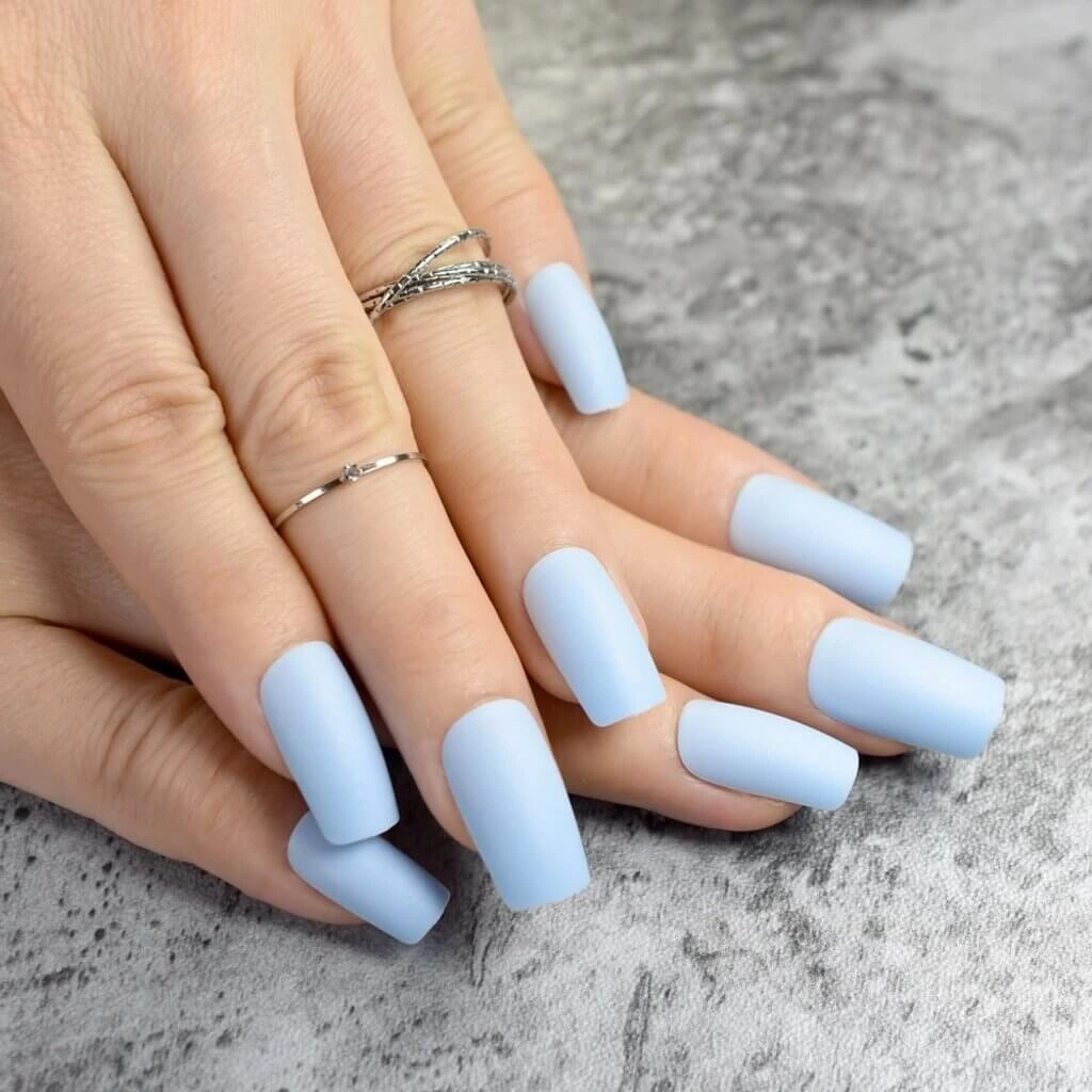 Matte Pastel Blue Nail Idea
