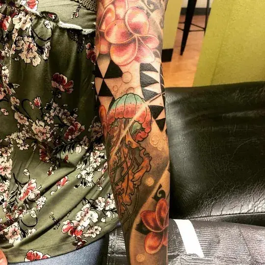 Colorful Sleeve Tattoo For Women