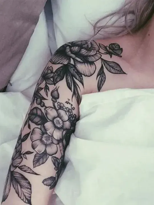Flower Half Sleeve Tattoo 