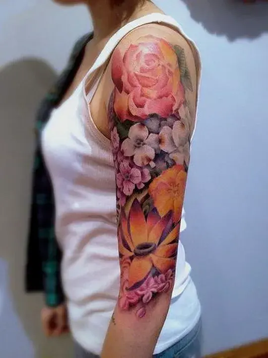 Flower Half Sleeve Tattoo 