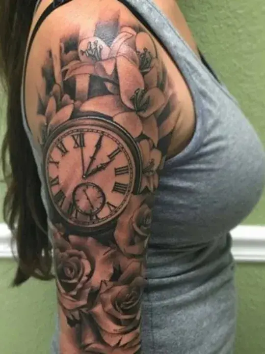 Clock Half Sleeve Tattoo