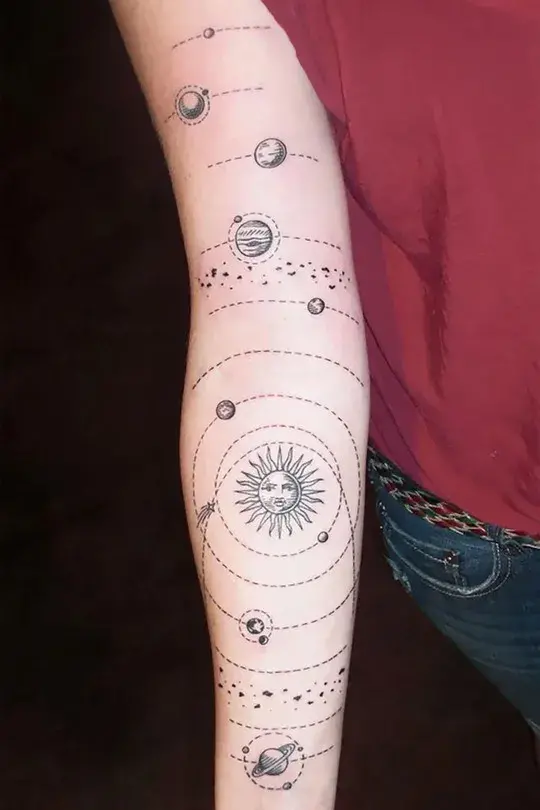 Astrology Female Classy Half Sleeve Tattoo