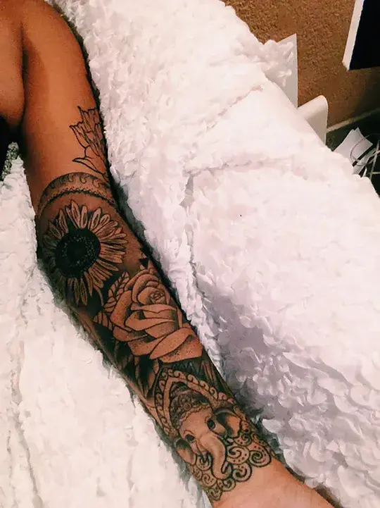 Elephant & Roses Tattoo Ideas For Girls