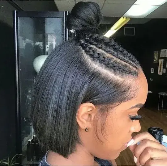 weave half up half down black hairstyles