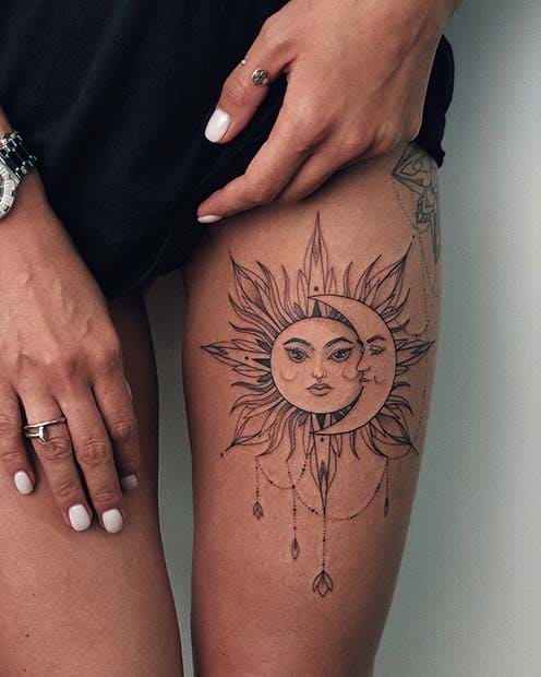 feminine classy thigh tattoos
