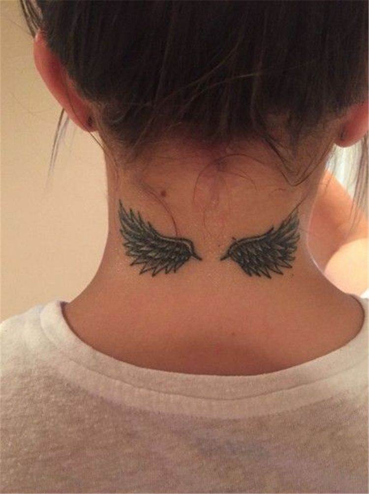 angel wing tattoo on back neck｜TikTok Search
