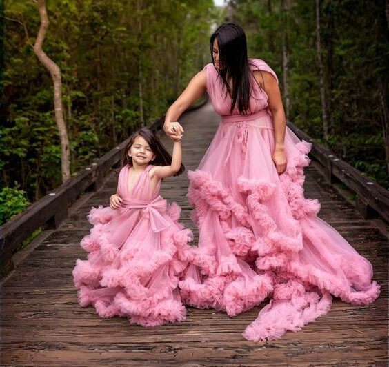 Matching Gown mom and daughter
