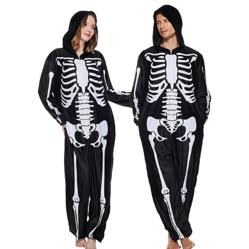 Skeleton Pajamas Hoodie Adult Halloween Costume Couple