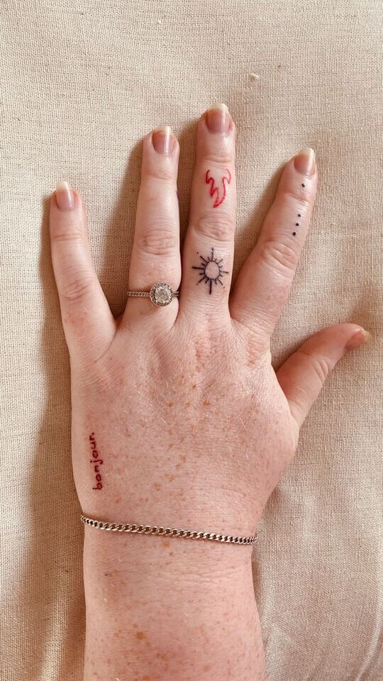 Finger Patchwork Tattoos