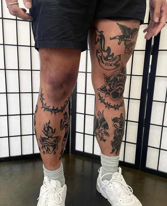 Leg Patchwork Tattoos 