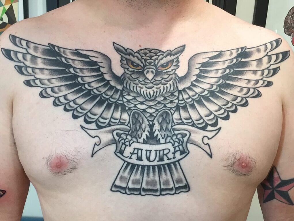 Owl Chest Tattoo 