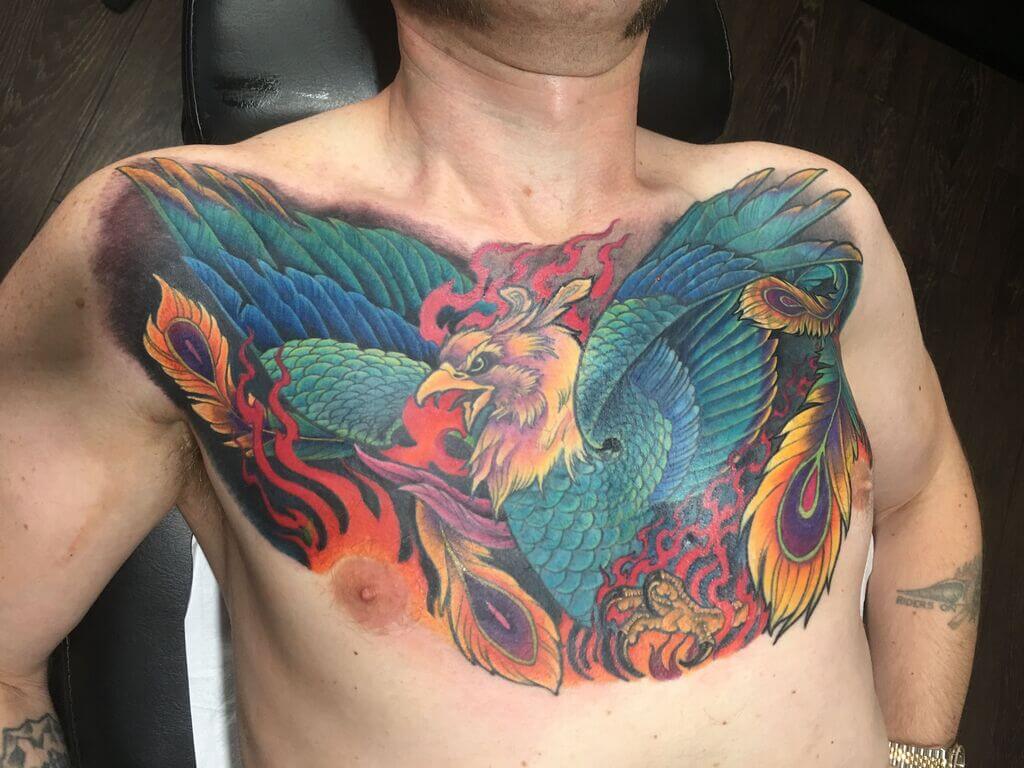 Phoenix Chest Tattoo 