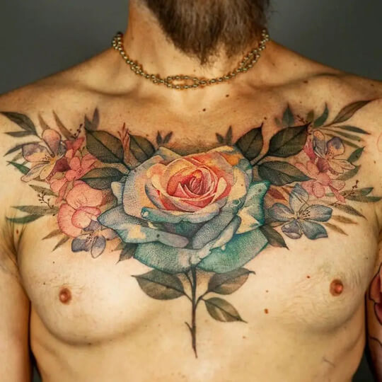 Rose Chest Tattoo 