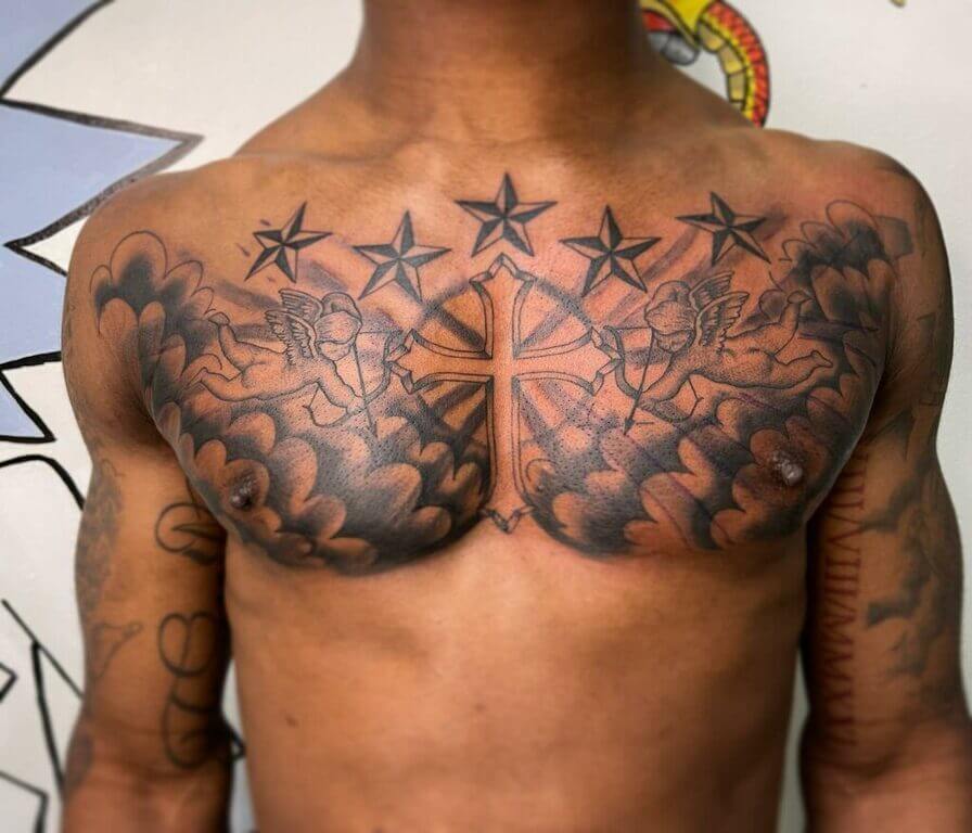 half chest tattoos