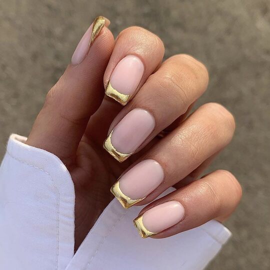 Gold French Tip Nails
