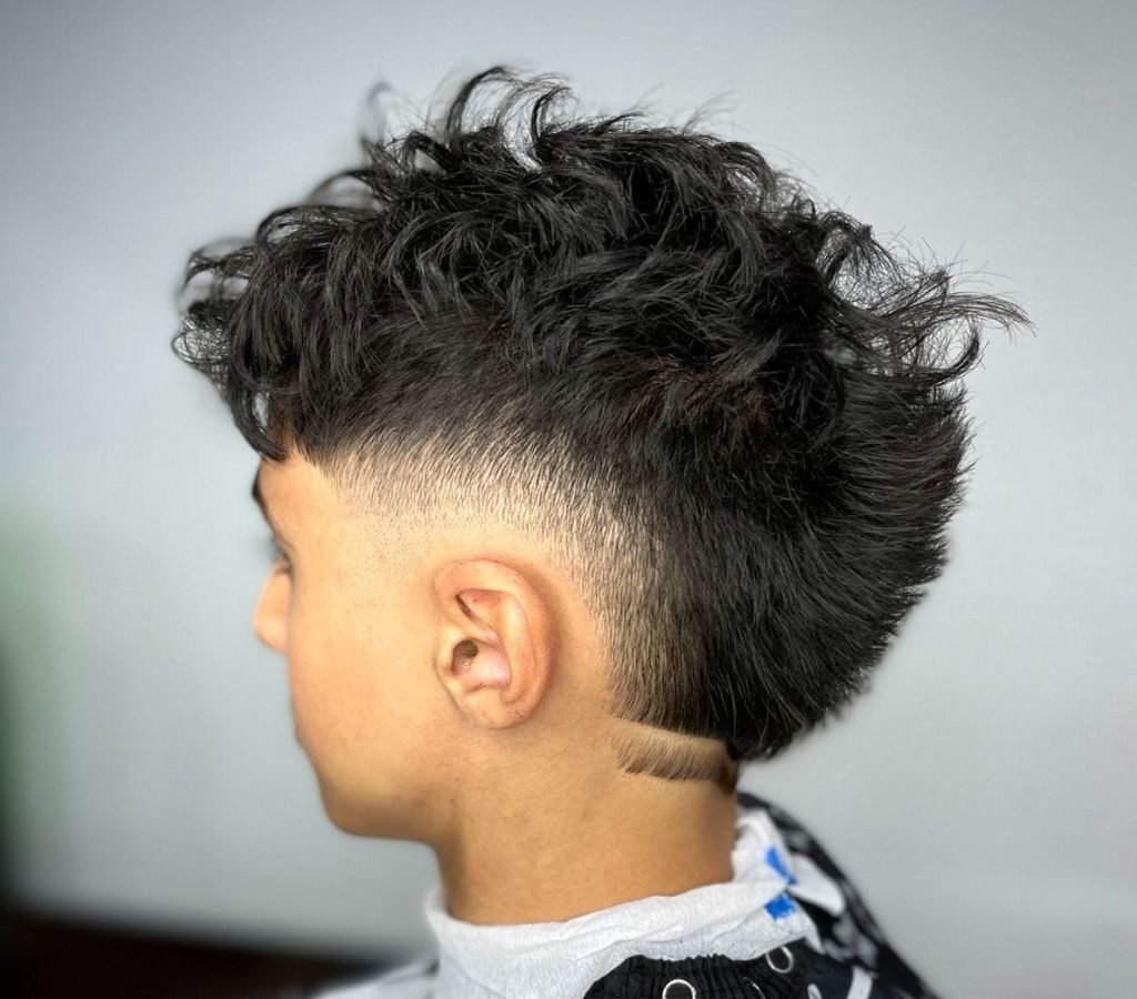 Medium Length Haircut with Burst Fade