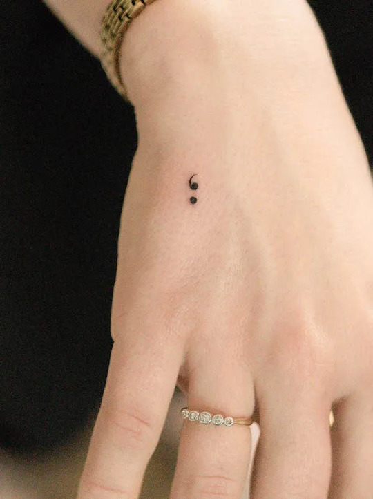 Semicolon hand Tattoo