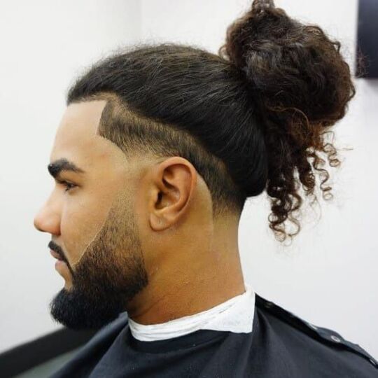 Taper Fade With Men Ponytail