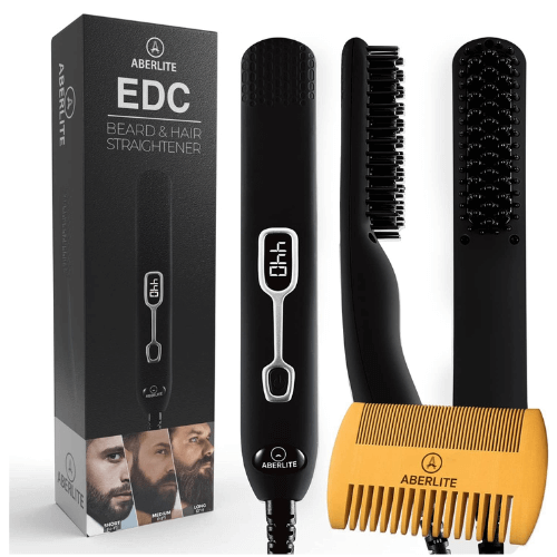 Aberlite EDC Premium Beard Straightener Brush for Men