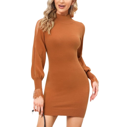 EXLURA Long Sleeve Mini Sweater Dress