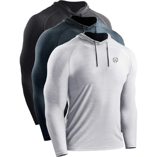 Hooded Workout T-shirts with Long Sleeves