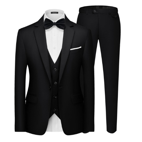Black One Button Slim Fit Single Breasted Party Suit