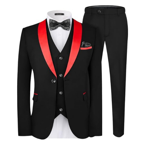 Black & Red Men's Slim Fit Suit