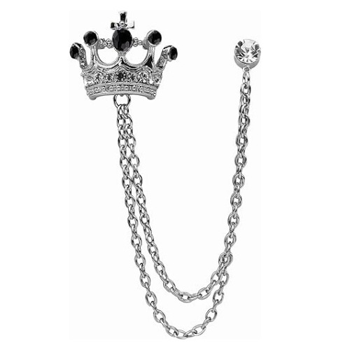 Crystal Crown Hanging Chain Brooch