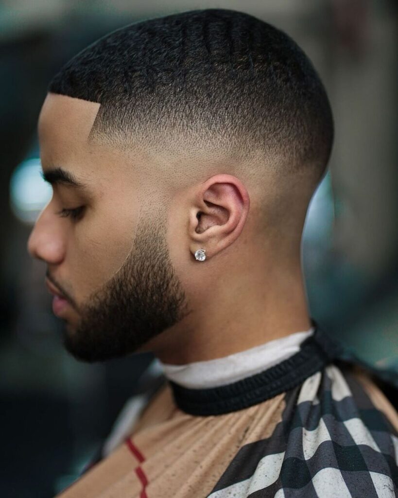 Mid Fade Haircut with Sharp Lines