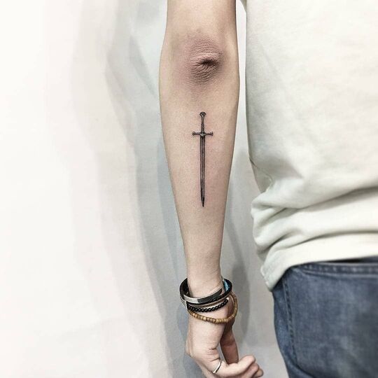 Small Sword or Axe Tattoo
