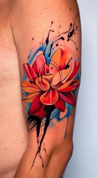 Colorful flower Arm tattoo for men