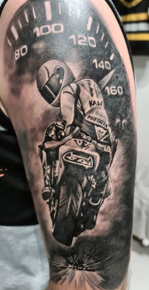 Motorcycle Tattoo on arm for men