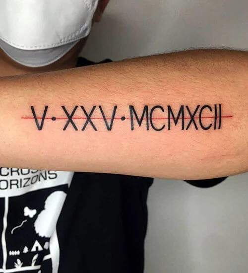 Simple Roman number Arm Tattoo for men