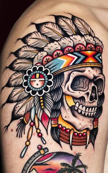 Traditional skull Arm Tattoo for men