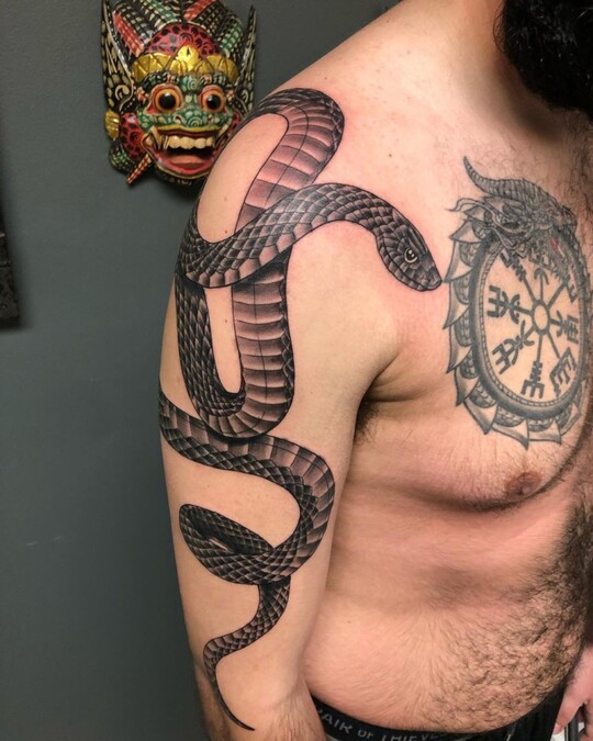 snake Bicep Half Sleeve Tattoos for men