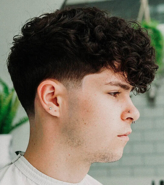 Curly Fringe on a Soft Taper haircut