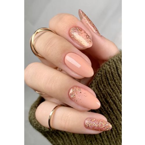 subtle peach shimmer nails